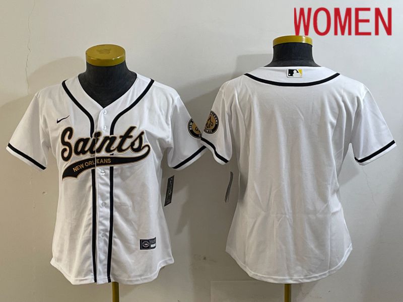 Women New Orleans Saints Blank White Joint Name 2024 Nike Limited NFL Jersey style 1